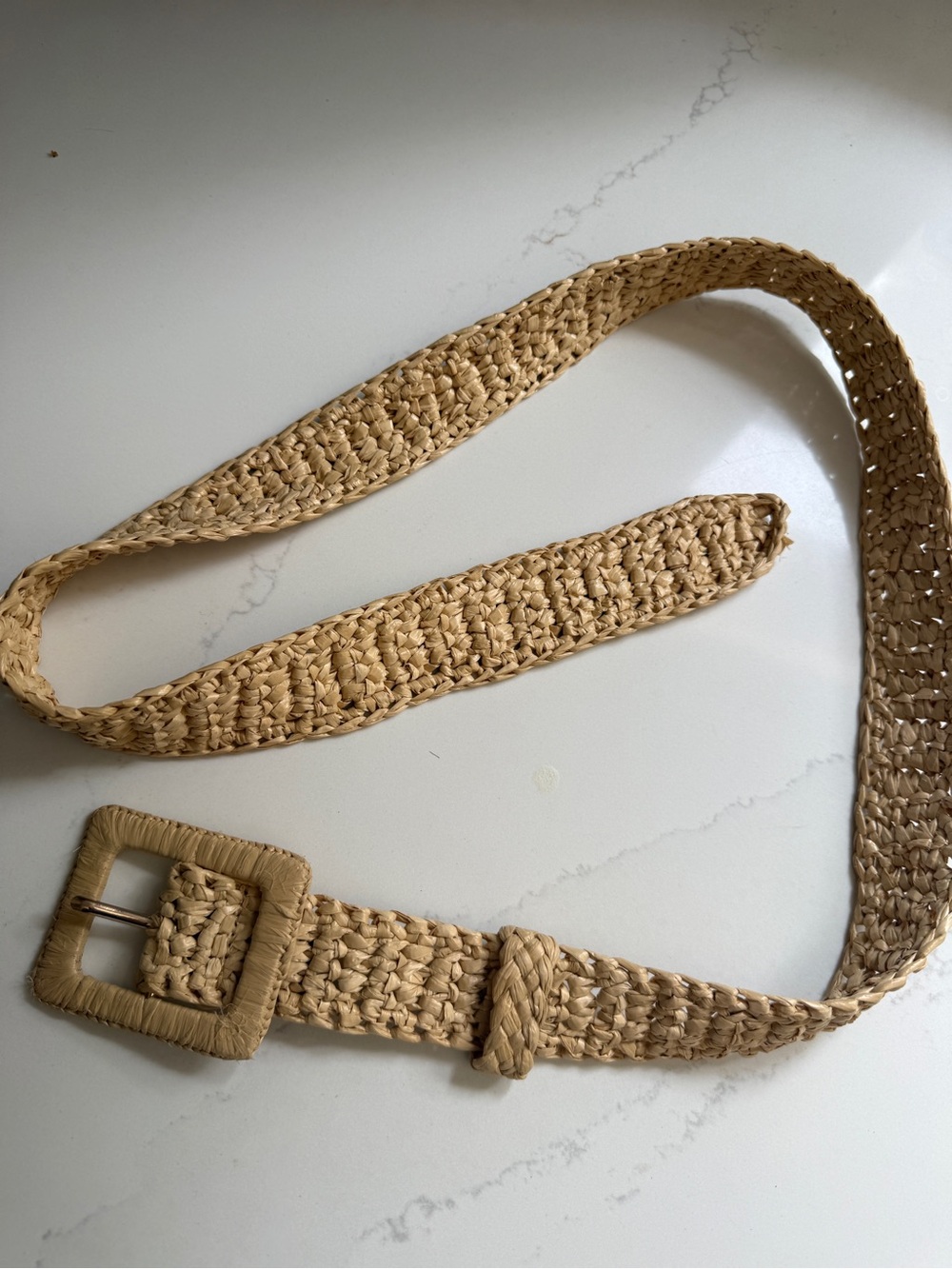J. Crew Woven Square Buckle Belt Natural Rayon Raffia Belt Size XS/S - Picture 4 of 5